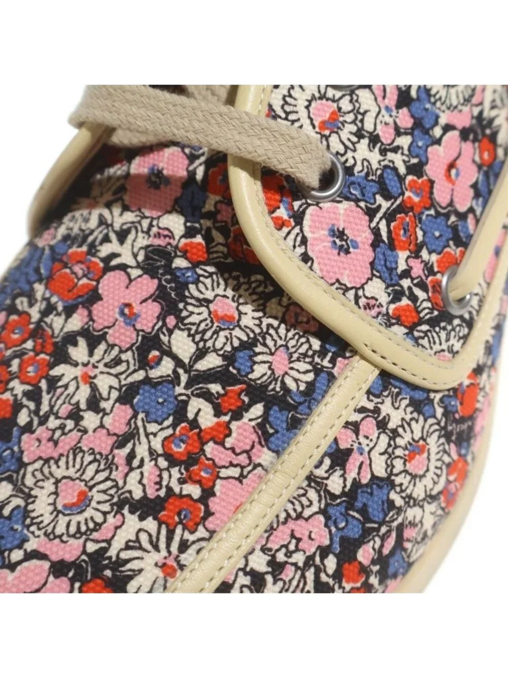 Gucci Flower Canvas Allover Print Deck Low Cut Shoes Beige Pink